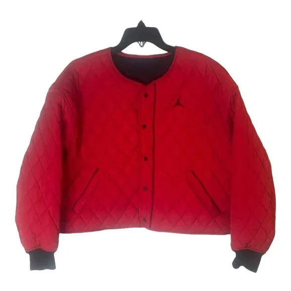 Nike Air Jordan Quilted Reversible Jacket Womens Black Red Size L